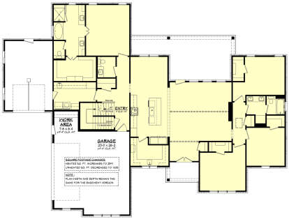 Main Floor w/ Basement Stair Location for House Plan #041-00407