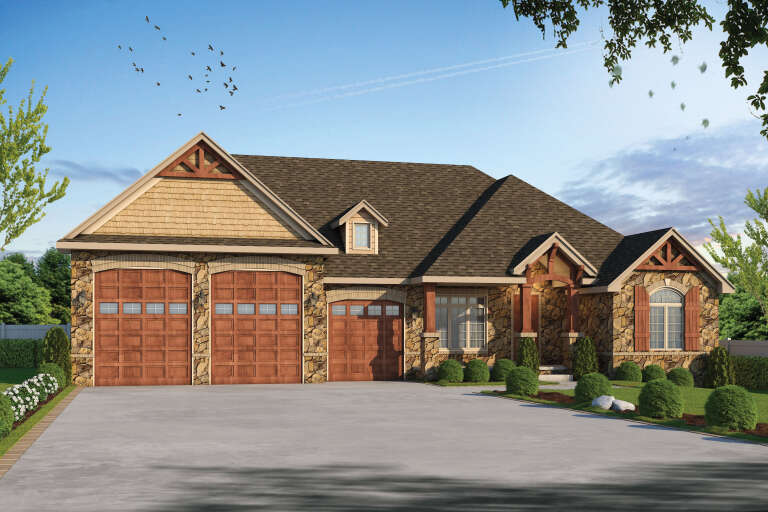 House Plan House Plan #34348 Angled Front Elevation