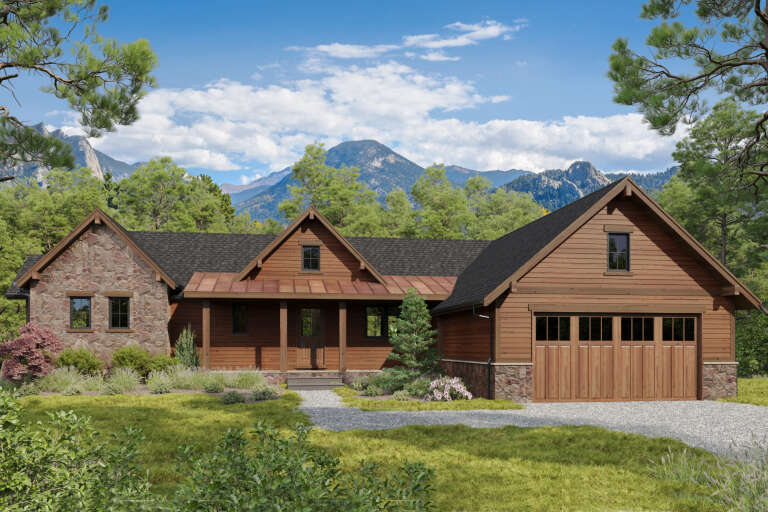 House Plan House Plan #34359 Angled Front Elevation