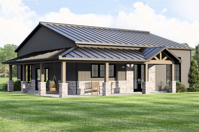 House Plan House Plan #34364 Angled Front Elevation