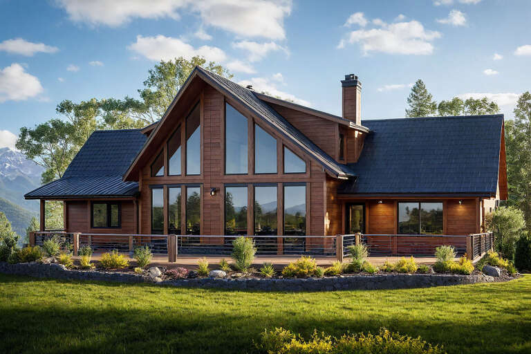 House Plan House Plan #34367 Angled Rear Elevation  