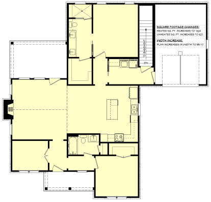 Main Floor w/ Basement Stairs Location for House Plan #041-00408