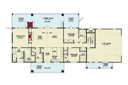 Main Floor w/ Basement Stairs Location for House Plan #4195-00082