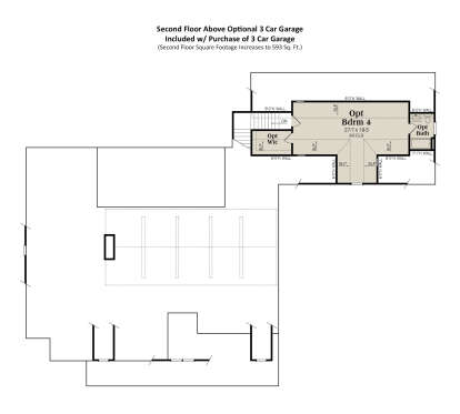 Second Floor Above Optional 3 Car Garage for House Plan #009-00471