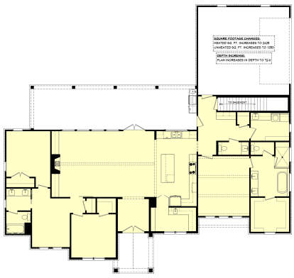 Main Floor w/ Basement Stairs Location for House Plan #041-00409
