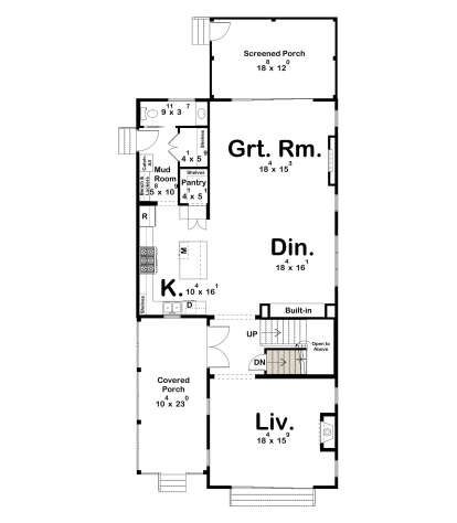 Main Floor w/ Basement Stairs Location for House Plan #963-01201