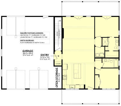 Main Floor w/ Basement Stairs Location for House Plan #041-00410