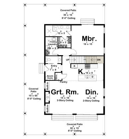 Main Floor w/ Basement Stairs Location for House Plan #963-01206