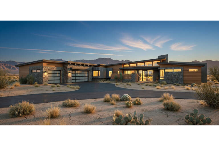 House Plan House Plan #34469 Angled Front Elevation
