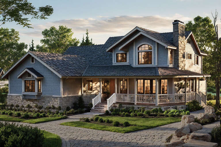 House Plan House Plan #34477 Angled Front Elevation