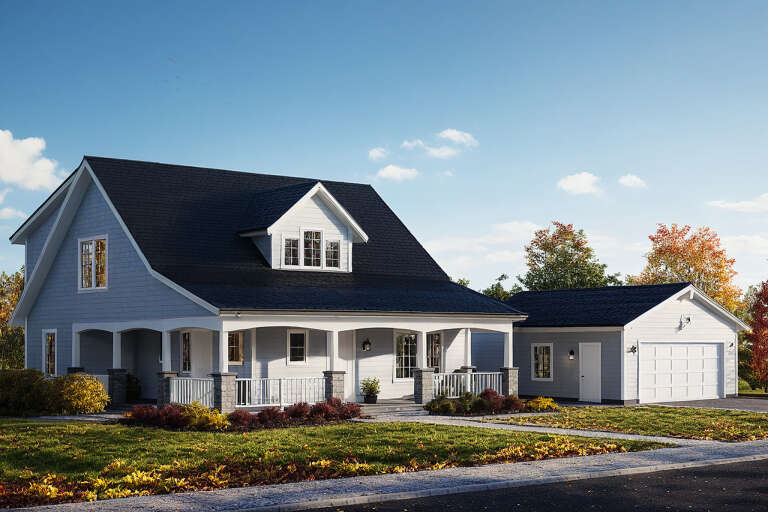 House Plan House Plan #34542 Angled Front Elevation - Fall