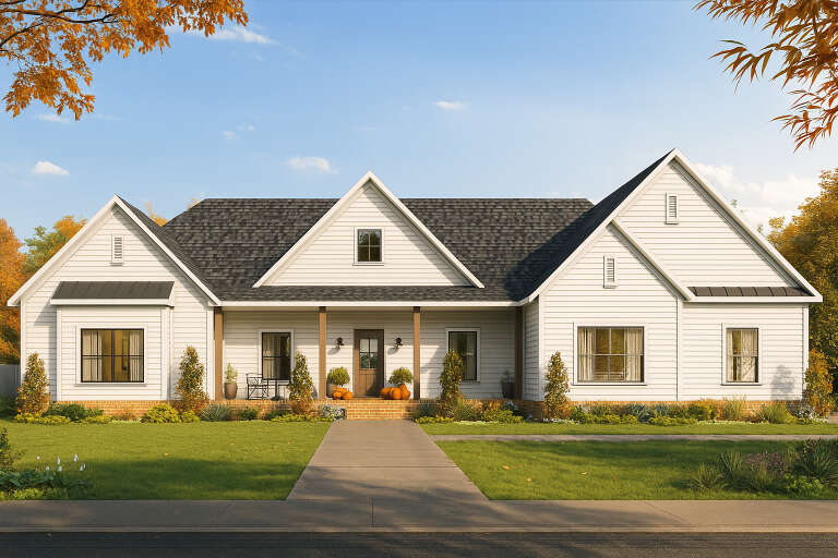House Plan House Plan #34550 Front Elevation - Fall