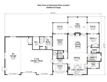 Main Floor w/ Basement Stairs Location for House Plan #009-00475