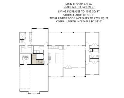 Main Floor w/ Basement Stairs Location for House Plan #4534-00151