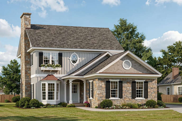 House Plan House Plan #34586 Angled Front Elevation
