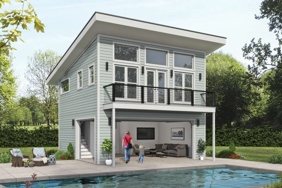Modern Pool House Plan - 1,152 Square Feet, 1.5 Bathrooms | Floor Plan ...