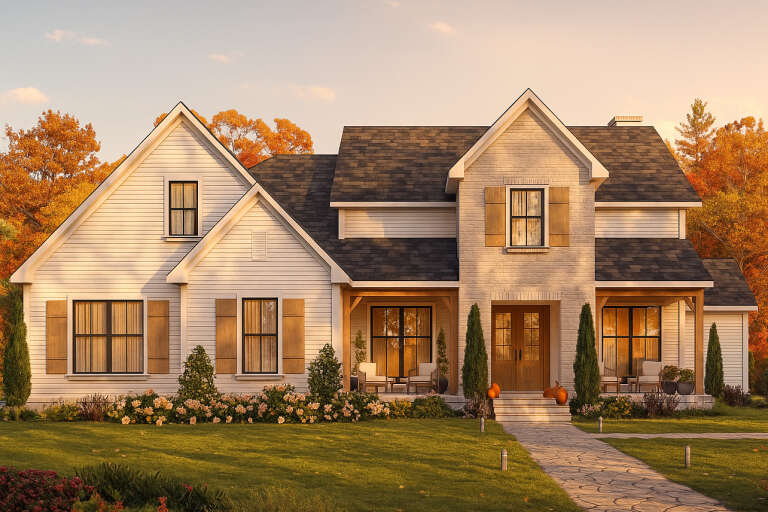 House Plan House Plan #34605 Front Elevation - Fall