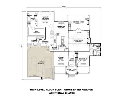Main Floor w/ Optional 2 Car Front Garage for House Plan #7568-00052