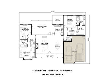 Main Floor w/ Optional 2 Car Front Garage for House Plan #7568-00053