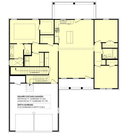 Main Floor w/ Basement Stairs Location for House Plan #041-00412