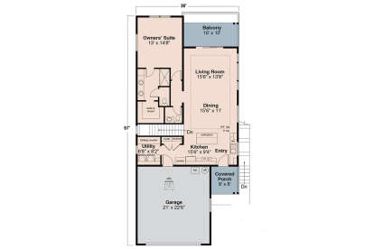 Main Floor - Uniit A for House Plan #035-01210