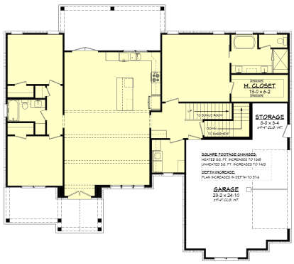Main Floor w/ Basement Stairs Location for House Plan #041-00414