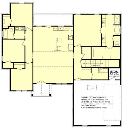 Main Floor w/ Basement Stairs Location for House Plan #041-00416