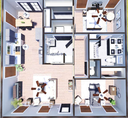 Overhead First Floor for House Plan #1776-00173