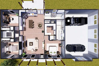 Overhead First Floor for House Plan #1776-00174