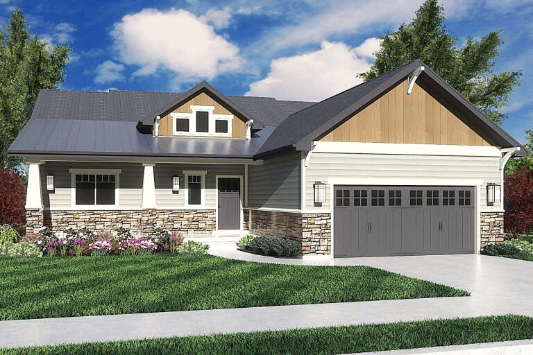 House Plan House Plan #34813 Angled Front Elevation