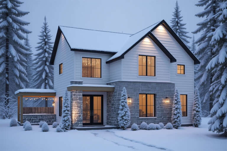 House Plan House Plan #34817 Angled Front Elevation - Winter