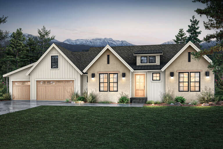 House Plan House Plan #34825 Angled Front Elevation