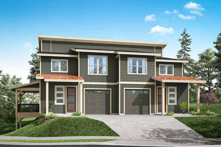 House Plan House Plan #34873 Angled Front Elevation