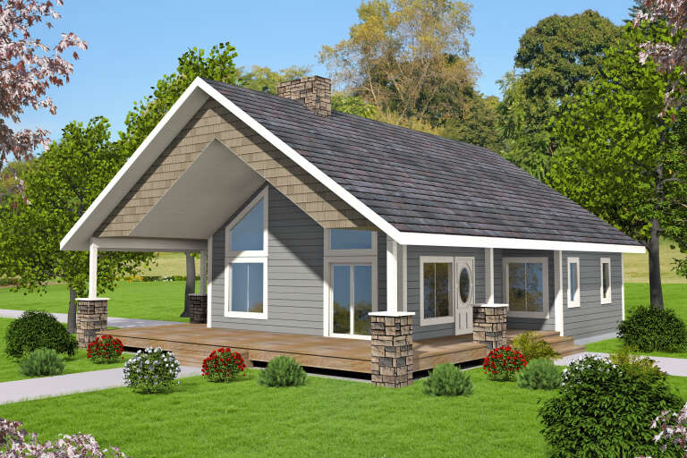 House Plan House Plan #34928 Angled Rear Elevation 
