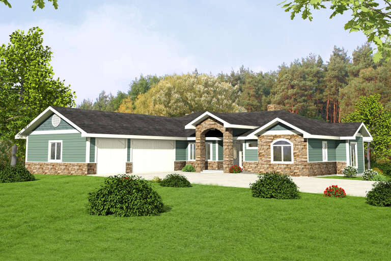 House Plan House Plan #34930 Angled Front Elevation