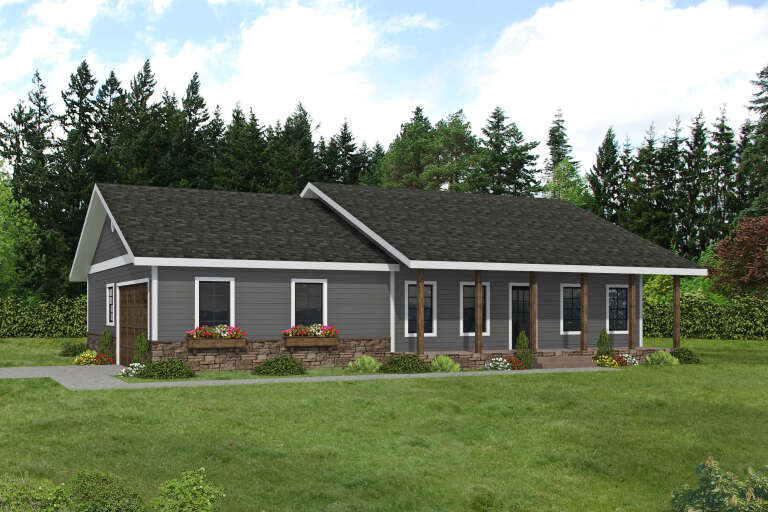 House Plan House Plan #34958 Angled Front Elevation