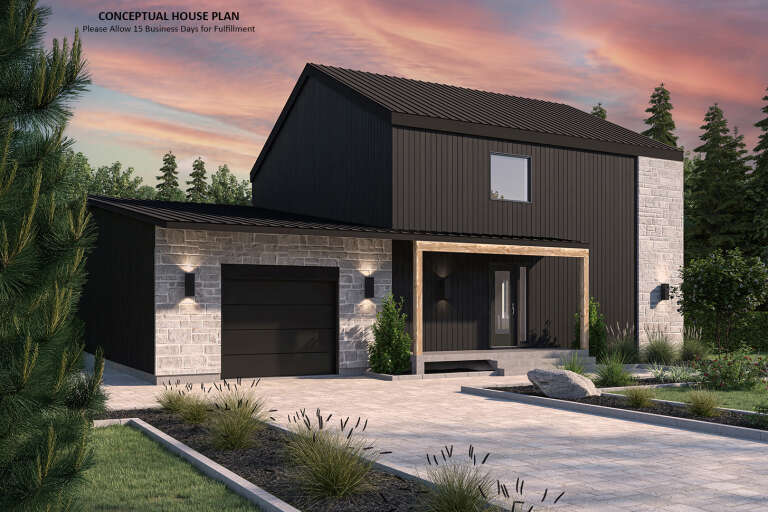 House Plan House Plan #34966 Angled Front Elevation