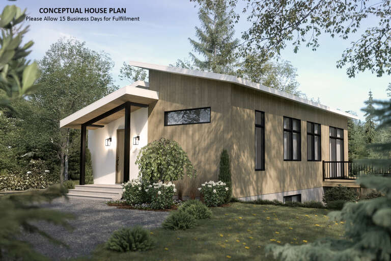 House Plan House Plan #34967 Angled Front Elevation