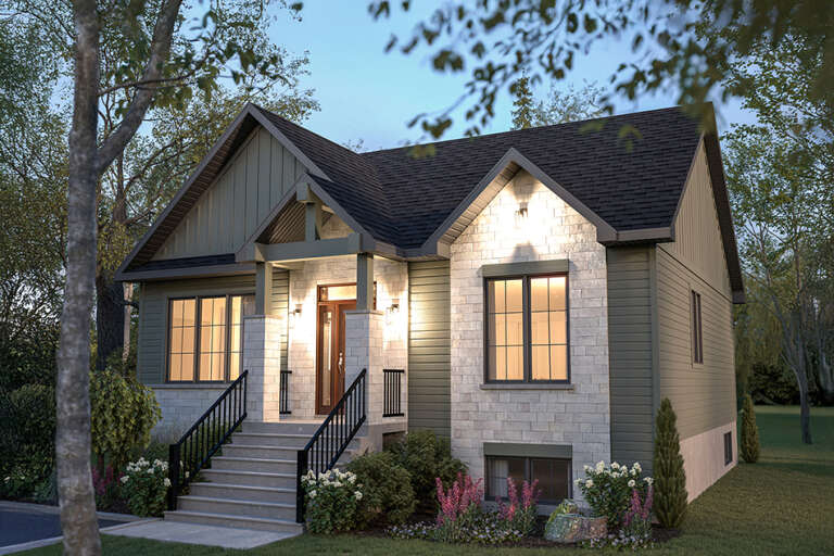 House Plan House Plan #34970 Angled Front Elevation
