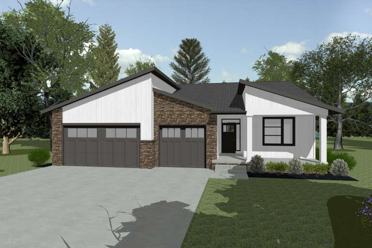 House Plan House Plan #34971 Angled Front Elevation
