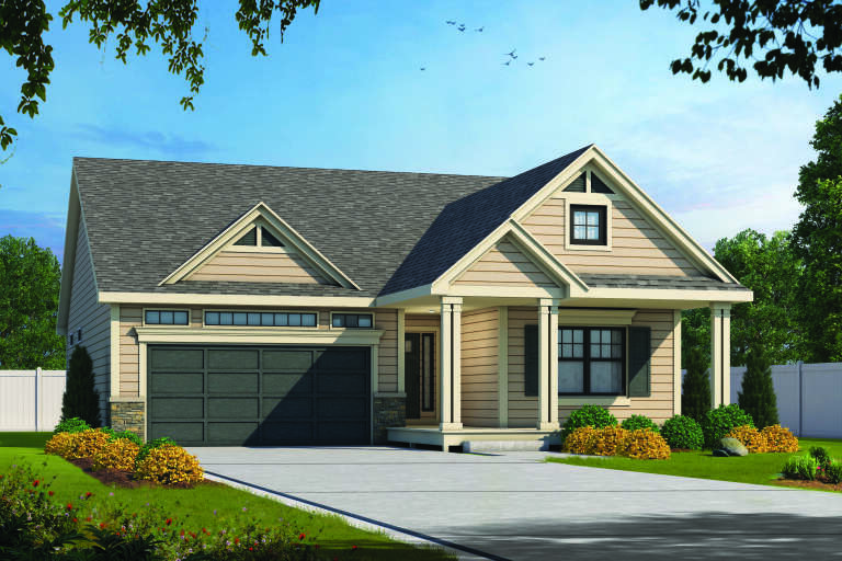 House Plan House Plan #34974 Angled Front Elevation