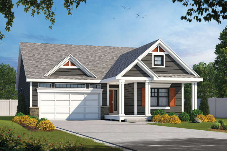 House Plan House Plan #34975 Angled Front Elevation 