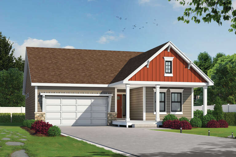 House Plan House Plan #34976 Angled Front Elevation