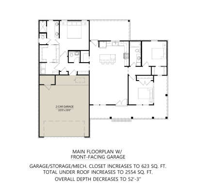 Main Floor w/ Optional Front Entry Garage for House Plan #4534-00153