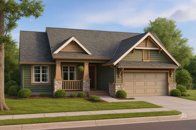 House Plan House Plan #35011 Angled Front Elevation