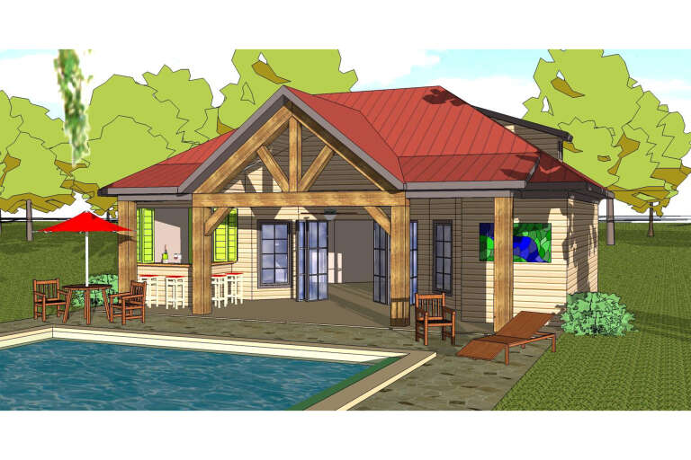 House Plan House Plan #35043 Angled Front Elevation 