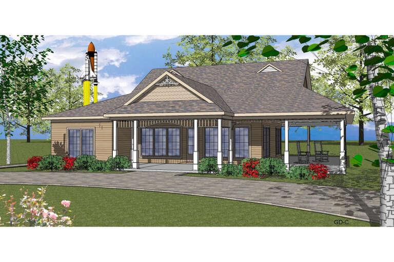 House Plan House Plan #35052 Angled Front Elevation 