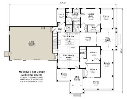 Main Floor w/ Optional 3 Car Garage for House Plan #009-00490