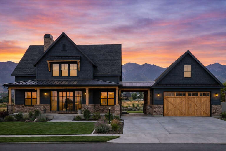 House Plan House Plan #35123 Front Elevation at Dusk