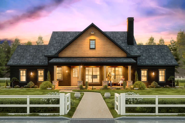 House Plan House Plan #35171 Front Elevation at Dusk